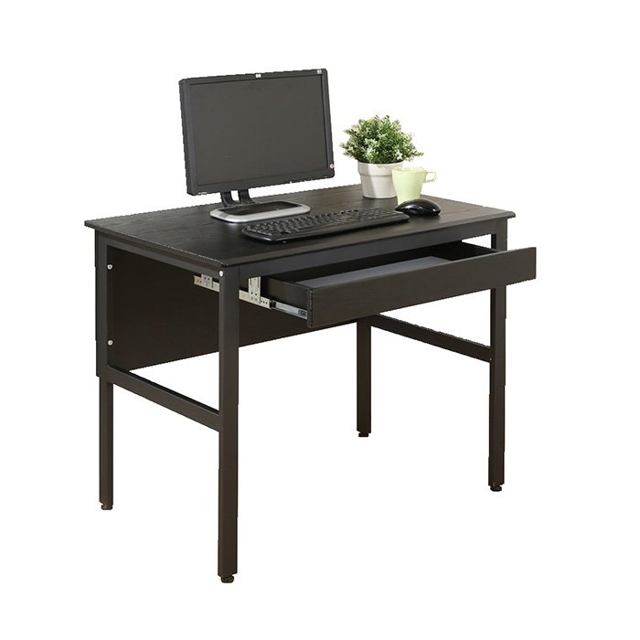 《DFhouse》頂楓90公分電腦辦公桌+1抽屜-黑橡木色