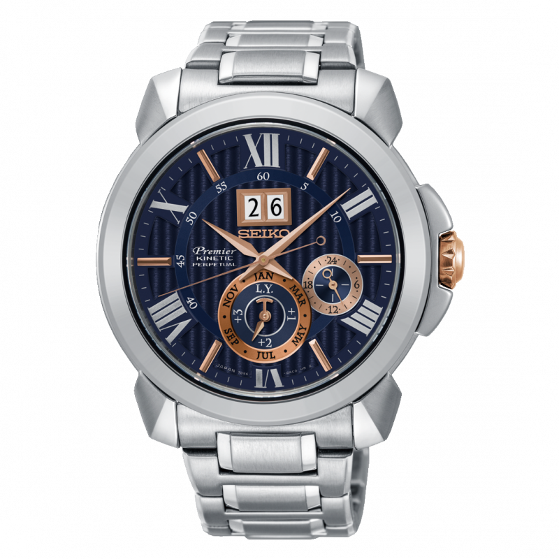 【SEIKO 精工】Premier 廣告款人動電能自動追時萬年曆腕錶(7D56-0AE0A/SNP153J1)SK006