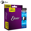 亞洲樂器 Elixir 16548 (12-53) 三包裝 POLYWEB 民謠吉他弦 木吉他弦、黃銅、最新包裝 、11050*3、包覆弦、Coated