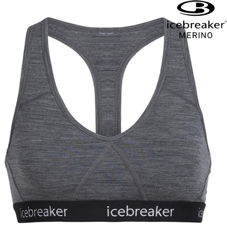 Icebreaker Sprite BF150 女款運動內衣/排汗內衣/美麗諾羊毛 103020 004 砂岩灰/黑【贈送胸墊】
