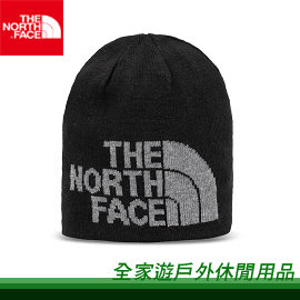 【全家遊戶外】㊣ The North Face 美國 雙面保暖休閒毛帽 黑灰 A5WGGAN /LOGO帽