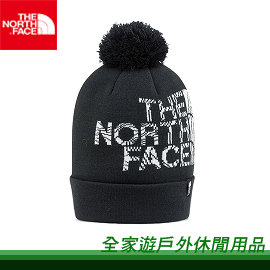 【全家遊戶外】㊣The North Face 美國 SKI TUKE V-LOGO保暖毛球帽 黑 CTH97TN /休閒 運動 帽子 戶外 登山 健走 釣魚
