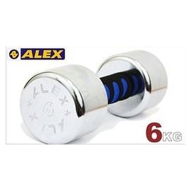 [悠活居運動用品] ALEX 新型泡棉電鍍啞鈴 A0106-6KG/支 有(01-10)-公斤