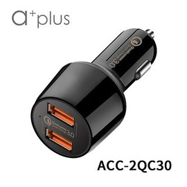 a+plus 高通認證 雙QC 3.0急速車用充電器 - ACC-2QC30