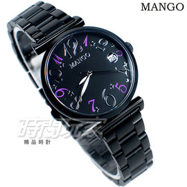 (活動價) MANGO 心動時刻 數字錶 不鏽鋼腕錶 女錶 防水手錶 IP黑電鍍 日期顯示窗 MA6739L-88