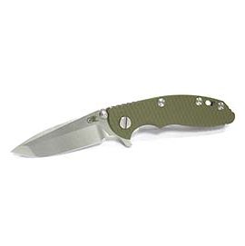 Rick Hinderer XM-18 系列 3 吋 第 6 代石洗 Spanto 刃型橄欖綠 G-10 ＋ 灰鈦柄折刀 (石洗) -#RH XM18-3-SPANTO SW ODG