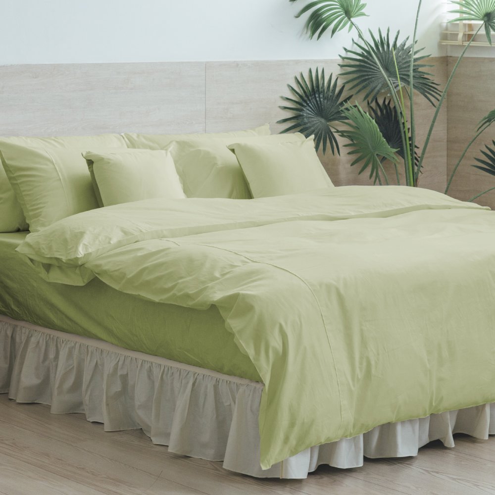 《60支紗》雙人床包薄被套四件式【玄米綠】Magic Colors-100%精梳棉-LITA麗塔寢飾