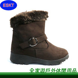 【全家遊戶外】㊣ ESKT 開泰 台灣 女款雪靴 咖啡色 SN239-38、39/雪鞋 冰爪 釘爪 保暖 刷毛