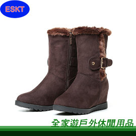 【全家遊戶外】㊣ ESKT 開泰 台灣 女款雪靴 咖啡色 SN253 39、40/雪鞋 冰爪 釘爪 保暖 刷毛