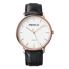 PRINCO 時尚經典一卡通速PAY石英錶-40mm白底金邊(快拆皮革錶帶)(MD0198G)