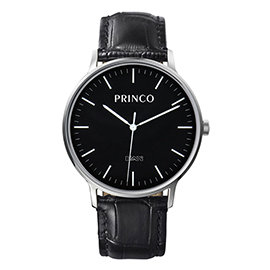 PRINCO 時尚經典一卡通速PAY石英錶-40mm黑底銀邊(快拆皮革錶帶)(MD0199S)