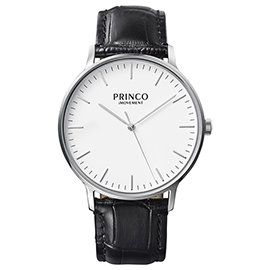 PRINCO 時尚經典智能觸控錶石英錶-40mm白底銀邊(快拆皮革錶帶)(MD0194S)