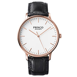 PRINCO 時尚經典智能觸控錶石英錶-40mm白底金邊(快拆皮革錶帶)(MD0194G)