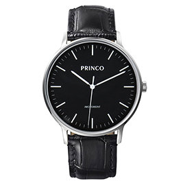 PRINCO 時尚經典智能觸控錶石英錶-40mm黑底銀邊(快拆皮革錶帶)(MD0195S)