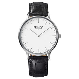 PRINCO 時尚經典智能觸控錶石英錶-37mm白底銀邊(快拆皮革錶帶)(MD0196S)