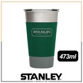 【Stanley 美國 SS Pint 冒險系列酒壺473ml《錘紋綠》】10-01703/隨身杯/飲料杯/不鏽鋼杯