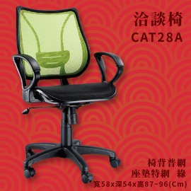 CAT-28A 綠 洽談椅 椅背普網 座墊特網 辦公椅 辦公家具 主管椅 會議椅 電腦椅 旋轉椅 公司 學校 網椅