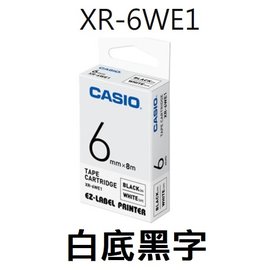 【1768購物網】XR-6WE1 卡西歐標籤帶 6mm 白底黑字 (CASIO)