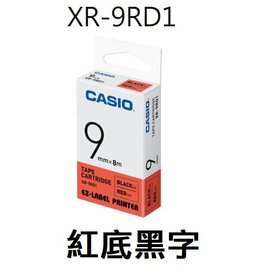 【1768購物網】XR-9GR1 卡西歐標籤帶 9mm 紅底黑字 (CASIO)