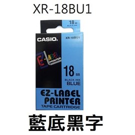 【1768購物網】 XR-18BU1 卡西歐標籤帶 18mm 藍底黑字 (CASIO)