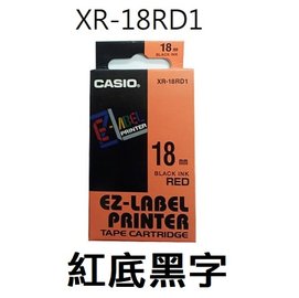 【1768購物網】 XR-18RD1 卡西歐標籤帶 18mm 紅底黑字 (CASIO)