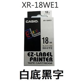 【1768購物網】 XR-18WE1 卡西歐標籤帶 18mm 白底黑字 (CASIO)