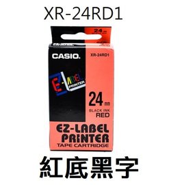 【1768購物網】 XR-24RD1 卡西歐標籤帶 24mm 紅底黑字 (CASIO)