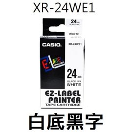 【1768購物網】 XR-24WE1 卡西歐標籤帶 24mm 白底黑字 (CASIO)