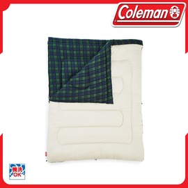 【Coleman 冒險者橄欖格紋刷毛睡袋/C0】33804/露營/可拆式/化纖睡袋/信封型睡袋/雙人睡袋
