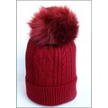 【海倫精坊】秋冬新款--小麻花針織款紅色雙層毛球毛帽(特價２５０元)Ｂ1353冬季保暖