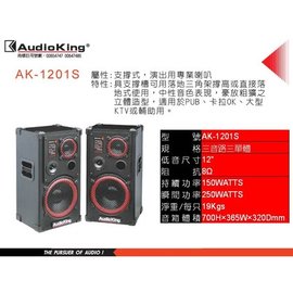 愛音音響館-Audio King-AK-1201S-卡拉OK喇叭-公司貨