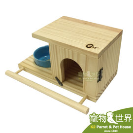 《寵物鳥世界》台灣製 Canary 度假海岸原木屋-附小P碗│小型鳥、蜜袋鼯、寵物鼠 GS074