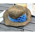 波西米亞沙灘草帽海邊太陽帽子女夏天防曬卷邊牛仔布花朵