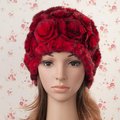 特價女士可愛毛帽子花朵毛毛帽韓版皮草帽子紅色