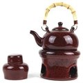 紅皮釉紫砂普洱煮溫茶爐 煮茶器酒精爐 日式提梁茶壺陶瓷粗陶茶具