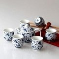 青花瓷器陶瓷 7頭茶具功夫茶具 雙層防燙隔熱茶杯