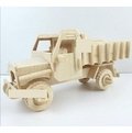 益智兒童汽車玩具 組裝仿真卡車模型1:24 木制智力拼裝工程車模型