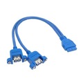3.0USB擴展線 USB3.0前置面板線 20Pin轉2口usb3.0轉接線 0.3米