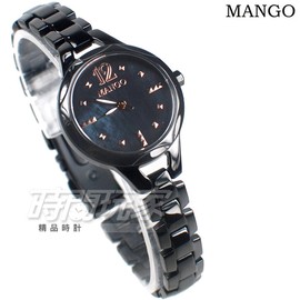 (活動價) MANGO 原廠公司貨 陽光 數字時刻 珍珠螺貝面盤 不鏽鋼女錶 防水手錶 IP黑電鍍 MA6735L-88