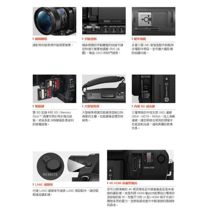 怪機絲3期含稅SONY 索尼FDR-AX700 4K HDR 數位攝影機DV 消費型家用型 
