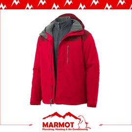 【MARMOT 男 Bastione兩件式防水透氣外套《紅》】40320/保暖外套/刷毛內裡/連帽夾克/透氣/防風