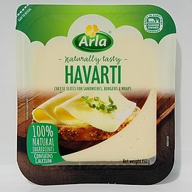 ARLA哈瓦第天然乳酪片150G盒裝，HAVARTI。100%天然乳酪，丹麥原裝進口，起士起司cheese IDUNN 乳酪 起士 效期請見商品頁