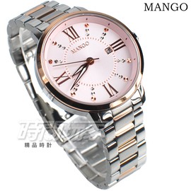 (活動價) MANGO 原廠公司貨 浪漫清新 羅馬時刻 不鏽鋼女錶 防水手錶 半玫瑰金x粉 MA6734L-10T