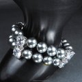 珍珠林 限量款式~ 晚宴焦點設計款~雙串式黑珍珠加彩鑽手鍊#946