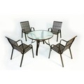 【FU19-C】 105cm鋁合金玻璃圓桌椅組-A