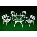 【FU20-C】 105cm鋁合金玻璃圓桌椅組-A