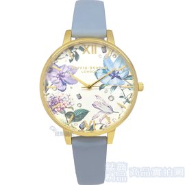 OLIVIA BURTON 手錶 OB16BF21 寶石花園 粉筆藍 皮帶女錶38mm【錶飾精品】