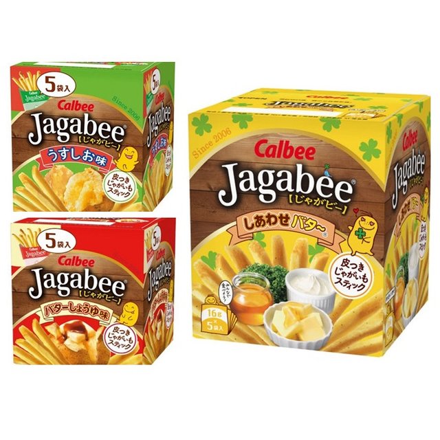 +東瀛go+ 盒裝5袋入 calbee 卡樂比 Jagabee 加卡比 鹽味薯條 幸福奶油 奶油醬油 餅乾 日本進口