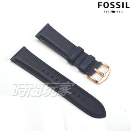 22mm錶帶 FOSSIL 真皮錶帶 皮革 深藍色x玫瑰金 錶帶 B22-FS4835