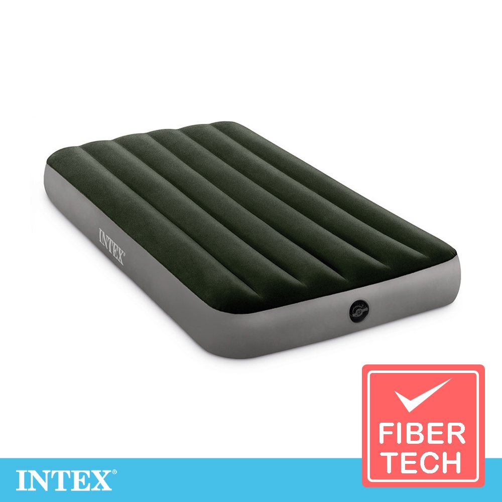 【INTEX】經典單人加大(fiber-tech)充氣床墊(綠絨)-寬99cm 15010032(64107)